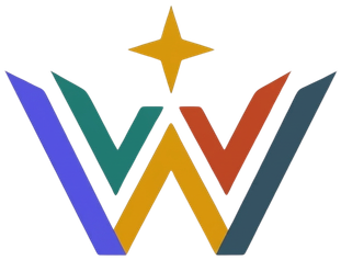 WonderQuest mark — five-color W with amber compass star